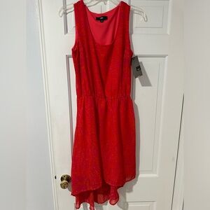 mossimo women's sz S orange red sleeveless elastic waist lined chiffon dress